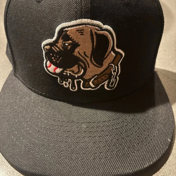 BaseBallism Black drooling Dog Embroidered Cap fitted 7 3/8 never worn - Picture 1 of 10